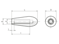 Technical drawing with dimensions of ELESA® I.137 - Handles with tapped blind hole