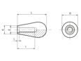 Technical drawing with dimensions of ELESA® I.147 - Handles with tapped blind hole