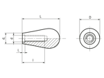 Technical drawing with dimensions of ELESA® I.147 - Handles with tapped blind hole
