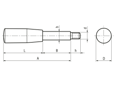 Technical drawing with dimensions of ELESA® BL.366 - Lever arms non-removable handle