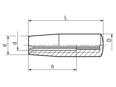Technical drawing with dimensions of ELESA® I.580 N - Handles for press-fit assembly on shafts with tolerance h9