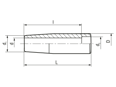 Technical drawing with dimensions of ELESA® I.281 - Revolving handles with plain through hole