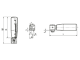 带尺寸的技术图：ELESA® IR.407 - 折叠手柄 带氧化发黑钢质双导螺柱