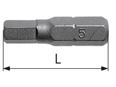 Technical drawing with dimensions of Screwdriver Bits 1/4" for socket screws, short type