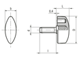 Technical drawing with dimensions of ELESA® CT.476-SST-p - Wing knobs with threaded stud, stainless steel