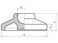Technical drawing with dimensions of ELESA® LS.A - Bases without no-slip disk