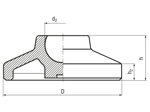 Technical drawing with dimensions of ELESA® LS.A - Bases without no-slip disk