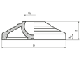 Technical drawing with dimensions of ELESA® LV.A - Bases without no-slip disk