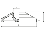 Technical drawing with dimensions of ELESA® LV.A - Bases without no-slip disk