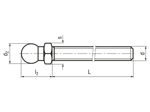 Technical drawing with dimensions of ELESA® SM. - Threaded stems for bases