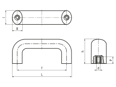 Technical drawing with dimensions of ELESA® M.843 - Handles with brass boss, tapped blind hole