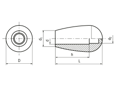 Technical drawing with dimensions of ELESA® I.622-N - Handles with blind hole