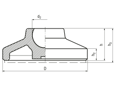 Technical drawing with dimensions of ELESA® LS.A-AS - Bases with NBR rubber no-slip disk, hardness 70 Shore A