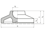 Technical drawing with dimensions of ELESA® LS.A-AS - Bases with NBR rubber no-slip disk, hardness 70 Shore A