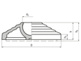 Technical drawing with dimensions of ELESA® LV.A-AS - Bases with NBR rubber no-slip disk, hardness 70 Shore A