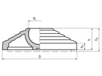 Technical drawing with dimensions of ELESA® LV.A-AS - Bases with NBR rubber no-slip disk, hardness 70 Shore A