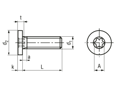 Technical drawing with dimensions of Hexalobular (6 Lobe) socket head cap screws with extremely low head