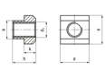 带尺寸的技术图：用于T型槽的螺母