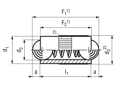 Technical drawing with dimensions of HALDER EH 22090. - Spring plungers double ended standard spring pressure