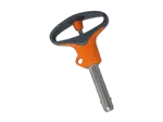Product image of HALDER EH 22370. - Ball lock pins self-locking, with elastic grip Handle: gray / orange