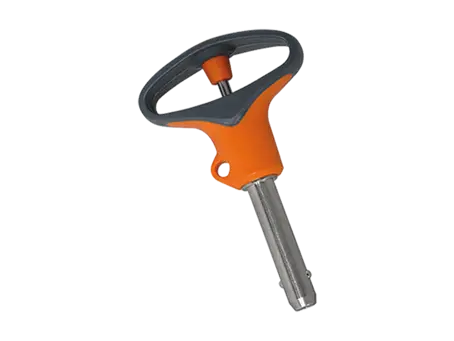 Product image of HALDER EH 22370. - Ball lock pins self-locking, with elastic grip Handle: gray / orange