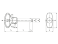 Technical drawing with dimensions of HALDER EH 22370. - Ball lock pins self-locking, with elastic grip Handle: gray / orange