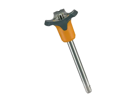 Product image of HALDER EH 22370. - Ball lock pins self-locking, with combination handle Handle: gray / orange