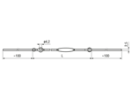 Technical drawing with dimensions of HALDER EH 22400. - Retaining cables for single acting ball lock pins, with double sided clamping / indexing mechanism