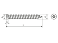 Technical drawing with dimensions of SPAX® RA - Frame anchors hexalobular (6 Lobe) cheese head T-STAR plus
