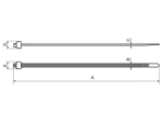 带尺寸的技术图：Panduit® Sta-Strap® - 线缆扎带 可释放的（在捆绑前）
