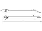 Technical drawing with dimensions of Panduit® Pan-Ty® - Wing push mount cable ties