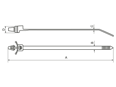 Technical drawing with dimensions of Panduit® Pan-Ty® - Wing push mount cable ties heat stabilized