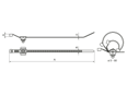 Technical drawing with dimensions of Panduit® Pan-Ty® - Wing push mount cable ties for corrugated loom tubings heat stabilized