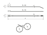 带尺寸的技术图：Panduit® Pan-Ty® - 双环绕扎带