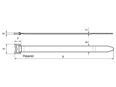 Technical drawing with dimensions of Panduit® Tak-Ty® - Hook and loop cable ties with cinch ring