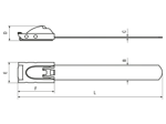 带尺寸的技术图：Panduit® Pan-Steel® - 钢珠扣扎带