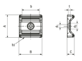 Technical drawing with dimensions of Panduit® Tak-Ty® - Hook and loop cable tie mounts