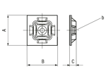 带尺寸的技术图：Panduit® - 4向带背胶的固定座 用于线缆扎带