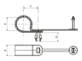 Technical drawing with dimensions of Panduit® Pan-Clamp™ - Heavy duty fixed diameter clamp