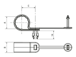 Technical drawing with dimensions of Panduit® Pan-Clamp™ - Heavy duty fixed diameter clamp