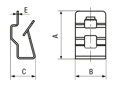 Technical drawing with dimensions of Panduit® - Metal clip-on mounts for cable ties