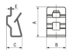 Technical drawing with dimensions of Panduit® - Metal clip-on mounts for cable ties