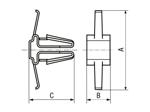 Technical drawing with dimensions of Panduit® Pan-Steel® - Metal clip-on mounts for cable ties