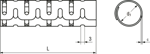 Technical drawing with dimensions of Panduit® Pan-Wrap™ - Split harness wrap