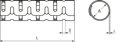 Technical drawing with dimensions of Panduit® Pan-Wrap™ - Split harness wrap flame retardant