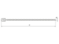 Technical drawing with dimensions of Bead ties