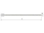 Technical drawing with dimensions of Bead ties