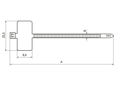 Technical drawing with dimensions of Marker ties