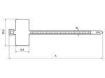 Technical drawing with dimensions of Marker ties