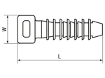 Technical drawing with dimensions of Masonry push mounts